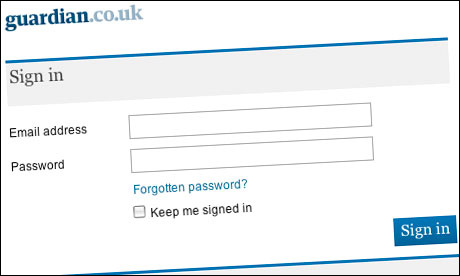 Guardian.co.uk sign in page