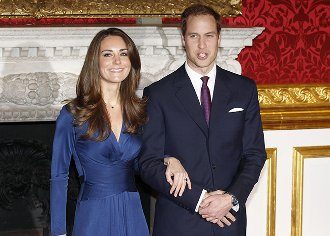 William's engagement: Prince William and his fiancee Kate Middleton pose for a photograph