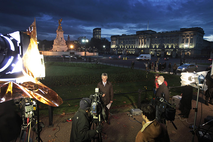 William's engagement: Members of the media after the announcement of the engagement