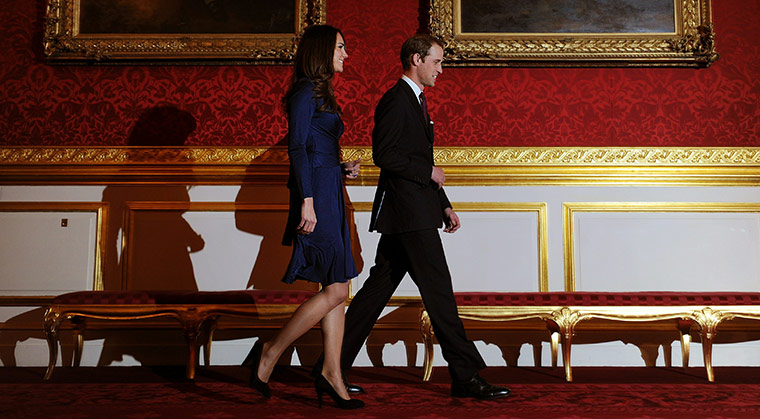 William's engagement: Prince William and his fiancee Kate Middleton arrive at a photocall 