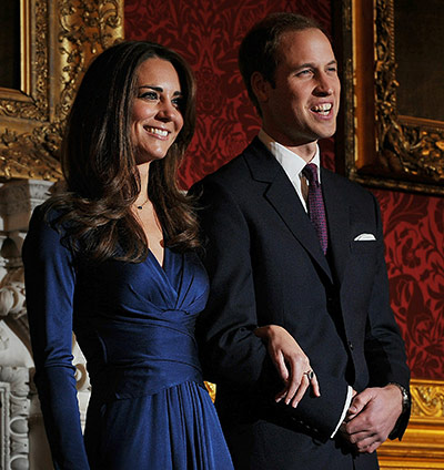 William's engagement: Prince William and his fiancee Kate Middleton pose for photographers 