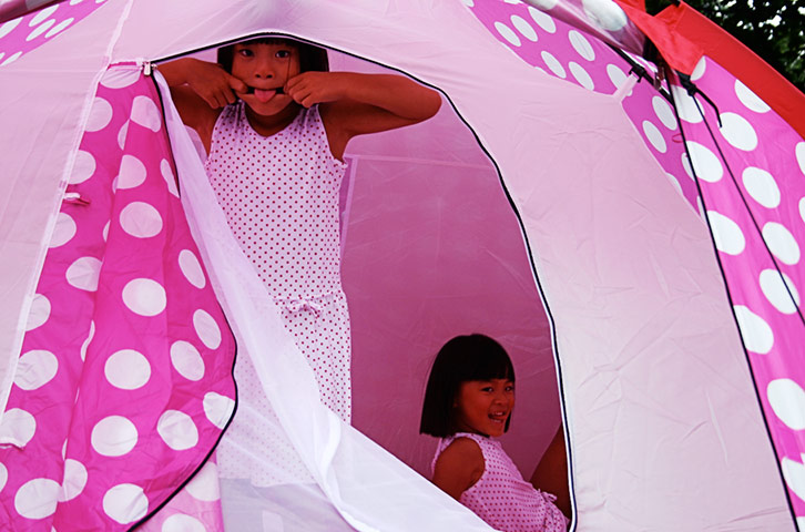 In pictures: material: girls in tent