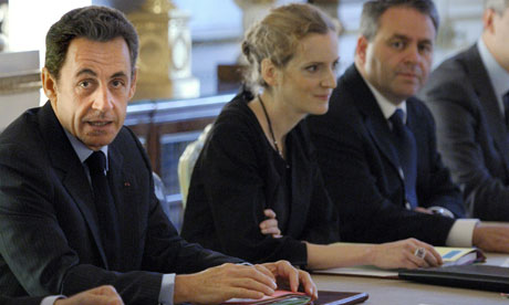 President Nicolas Sarkozy at the first weekly cabinet meeting after a 