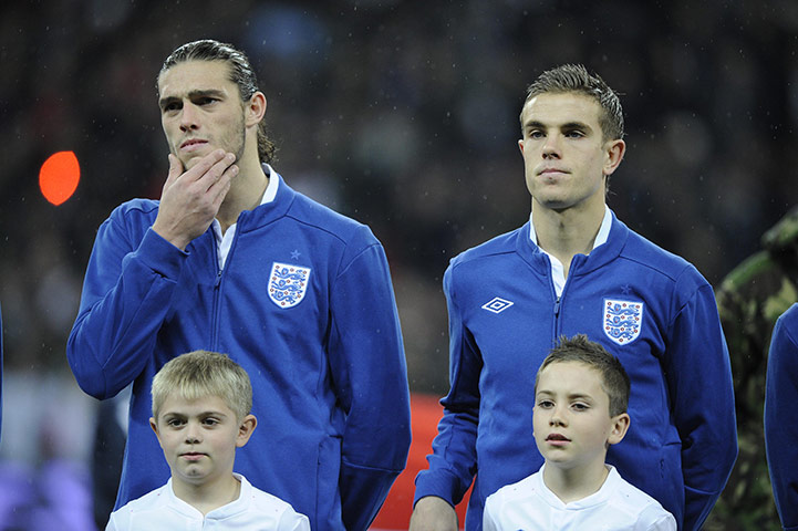 England v France: Debutants Andy Carroll and Jordan Henderson line up before kick-off
