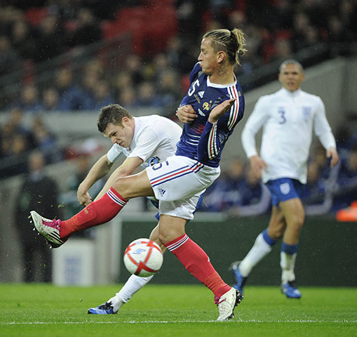 England v France: James Milner shoots at goal