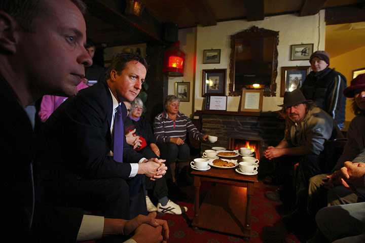 Cameron Visit Cornwall: David Cameron and local MP Stephen Gilbert (left) at The Ship Inn