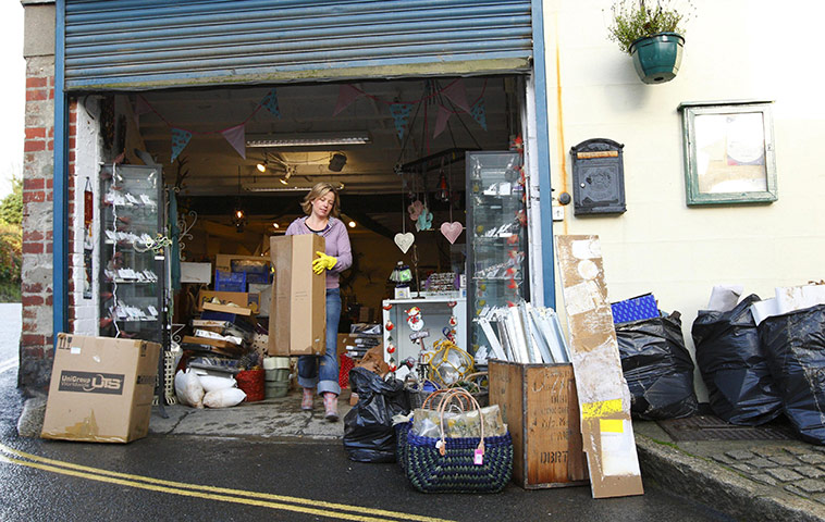 Cameron Visit Cornwall: The clean-up continues at Jessica Gregory's gift shop in Mevagissey
