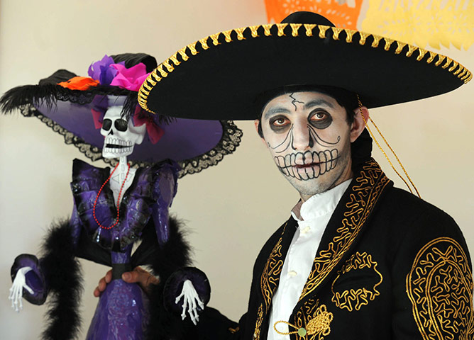 All Saints: Mexico City, Mexico:A man disguised as a skeleton 