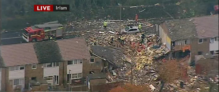 Salford gas explosion: Scene of a gas explosion