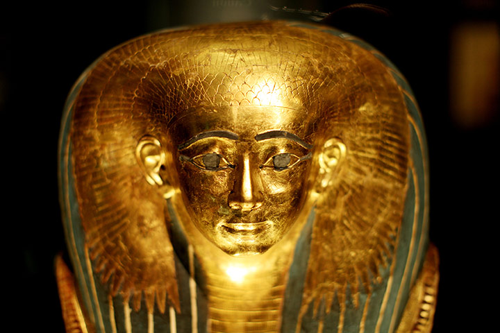 Book of the Dead: A detail of the mummy mask of Satdjehuty