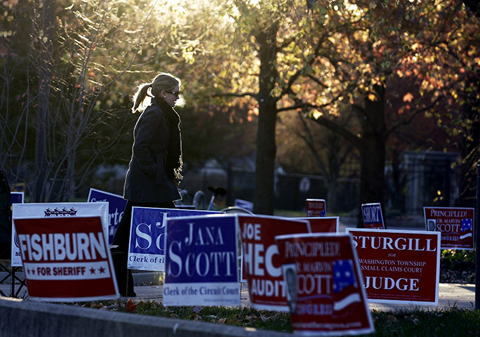 US midterm elections: Indianapolis: A voter arrives at the polls to cast her vote