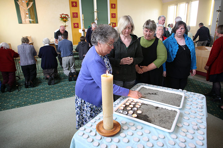 NZ miners: Locals attend a service at the Holy Trinity Anglican Church in Greymouth