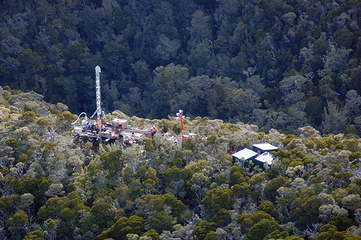 New Zealand mine: Aerial view of the drilling rig at Pike River Coal Mine, Greymouth