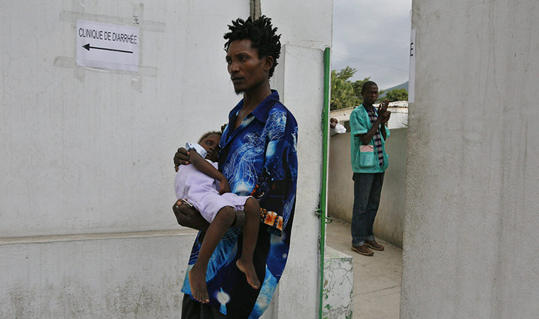 Haiti Cholera: A child with cholera symptoms at general hospital in Port-au-Prince