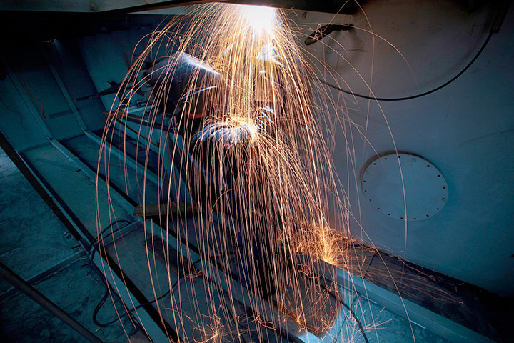 24 hours in pics: Sparks shower Welder Bobby Reynolds 