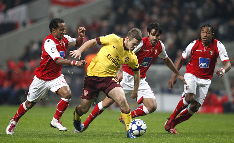 Champions League Tuesday: Jack Wilshere is marshalled by Sporting Braga players