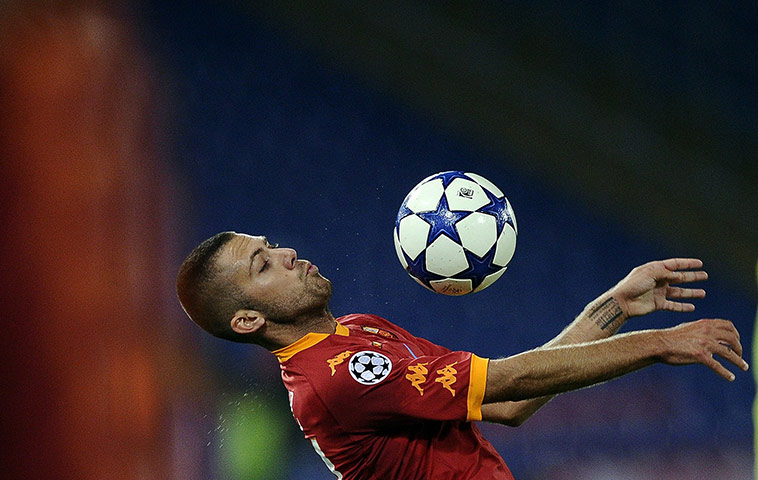 Champions League Tuesday: AS Roma's midfielder Jeremy Menez controls the ball