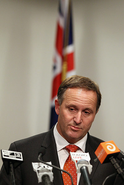 NZ miners: New Zealand Prime Minister John Key speaks to the media