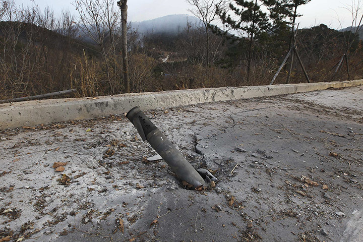 Yeonpyeong island : An unexploded shell fired from North Korea is seen on Yeonpyeong Island