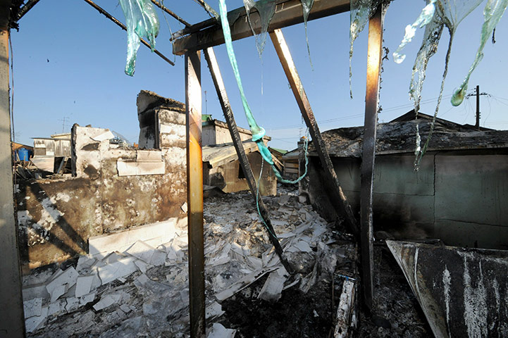 Yeonpyeong island : Destroyed houses are seen on Yeonpyeong