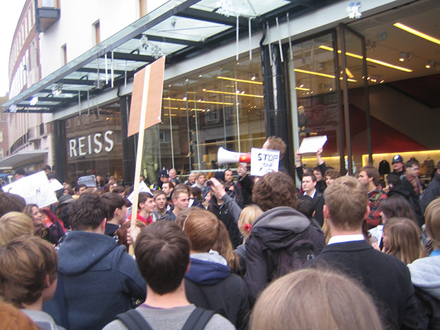 Pictures by students: Hundreds of students (easily 500+) marched through Exeter City Centre