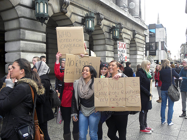 Pictures by students: Students protest in Nottingham