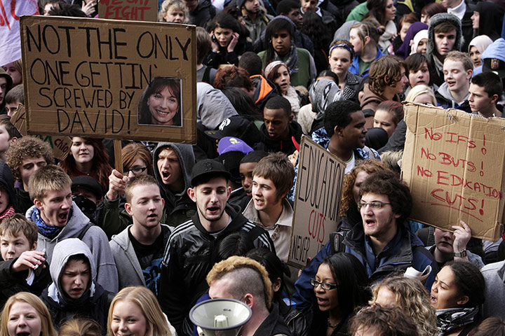 Student protests: Students in Sheffield stage a demonstration