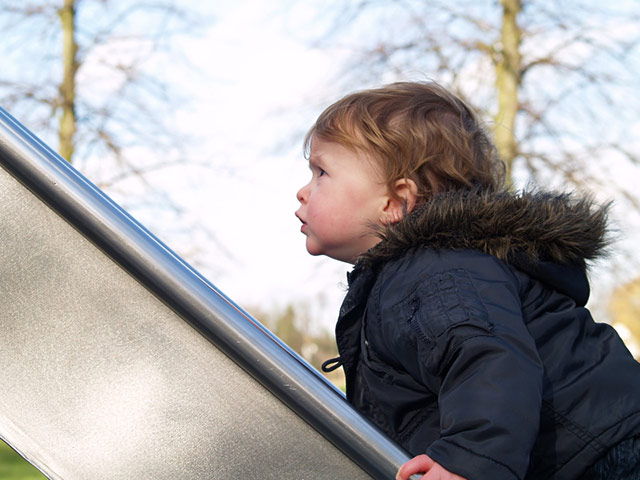 In pictures: hard: Boy on slide