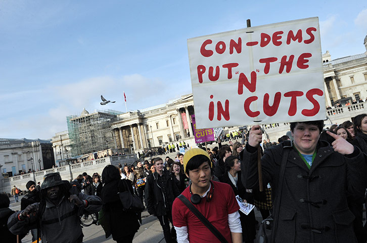 Student Protest Slogans : Students demonstrate against higher tuition fees