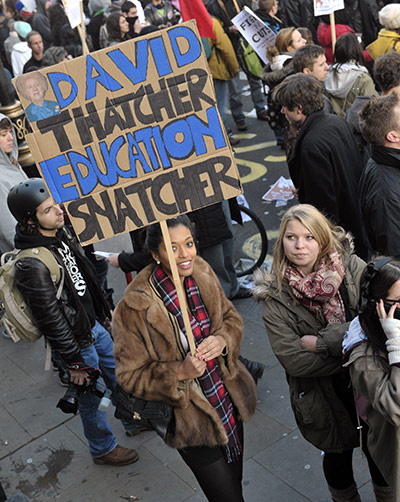 Student Protest Slogans : Students demonstrate against higher tuition fees
