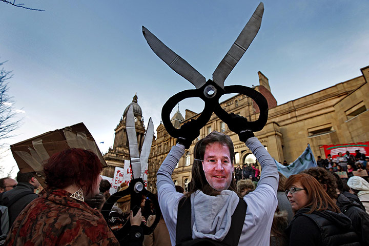 Student Protest Slogans : Students in Leeds stage a demonstration