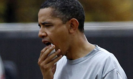 Barack Obama with injured lip