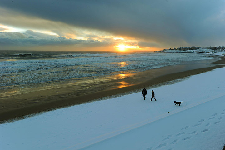 winter weather: Tynemouth beach in North Shields