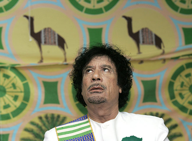 US embassy cables gallery: Libyan leader Muammar Gaddafi attends a news conference in a tent in Kiev