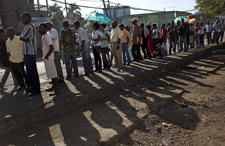 Haiti Elections: People wait in line to cast their vote during general elections 