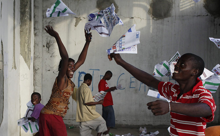 Haiti Elections:  ballots into the air after frustrated voters destroy electoral material