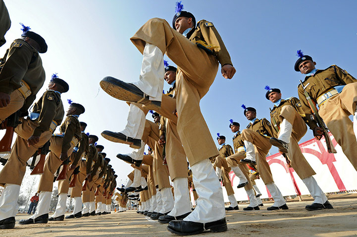 24hours in pics: Indian federal reserve policemen take part in a parade