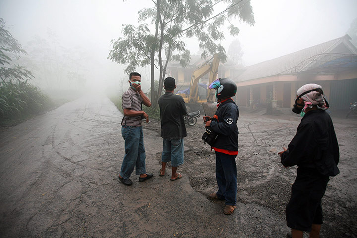 Mount Merapi: Volcanic ashes cover vilages near Mount Merapi