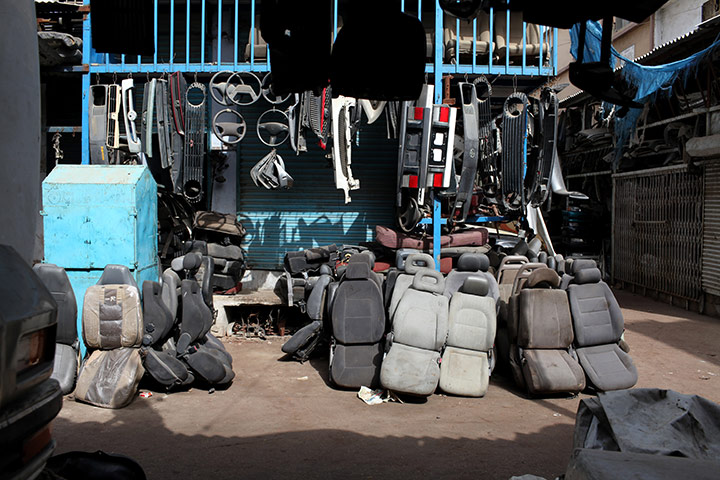 Karachi Pakistan: The auto parts shop in Karachi's Shershah kabari (scrap) market
