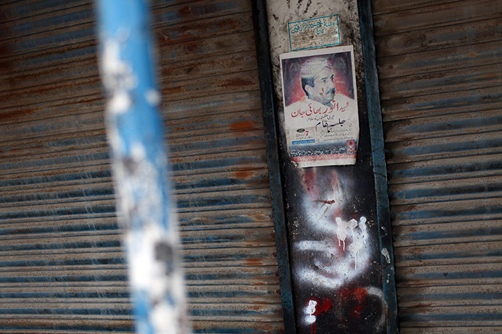 Karachi Pakistan: A poster commemorating Anwar Bhai Jan, a slain Baloch community leader 