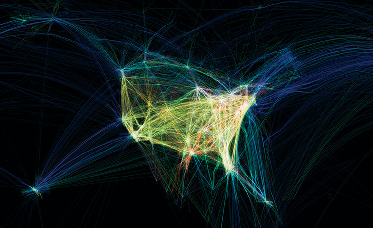 Mapping America: Flight patterns over the US poster