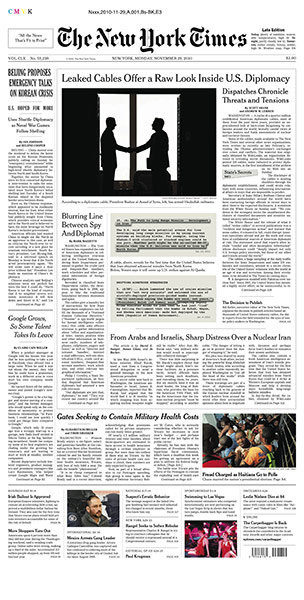 Newspaper front pages: New York Times