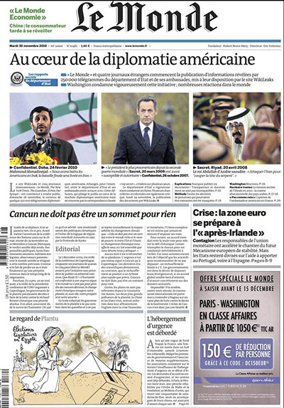 Newspaper front pages: Le Monde 
