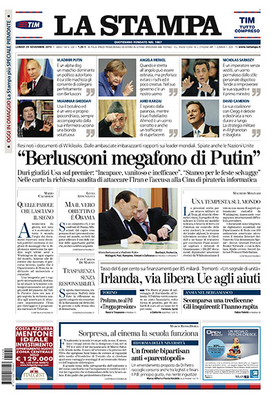 Newspaper front pages: La Stampa