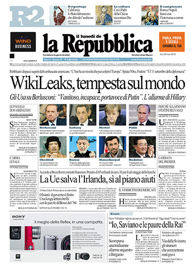 Newspaper front pages: La Republica