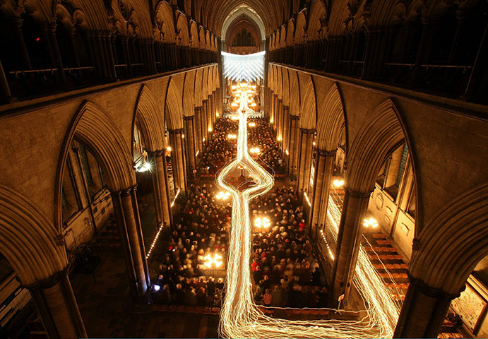 24 hours in pictures: Salisbury Cathedral Hosts Darkness To Light Advent Procession