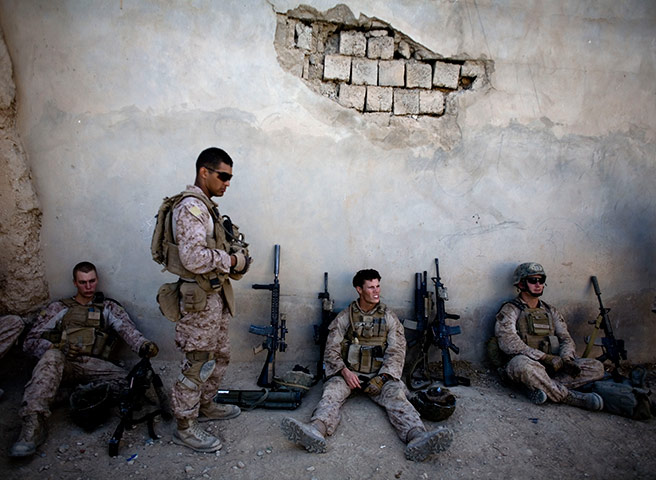 24 hours in pictures: Marines of with India company take a break, Afghanistan