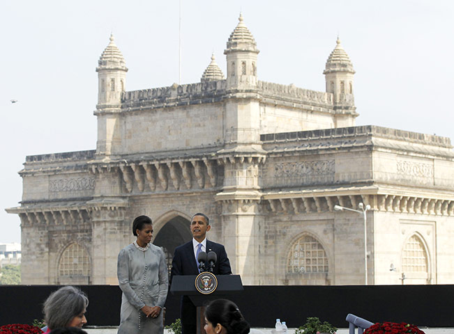 Obama in India: President Obama after their visit to the memorial of terror attack victims