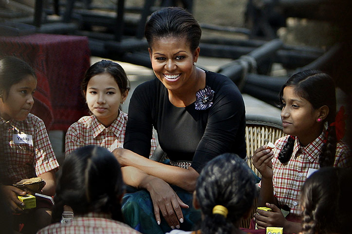 Obama India: Michelle Obama speaks to students