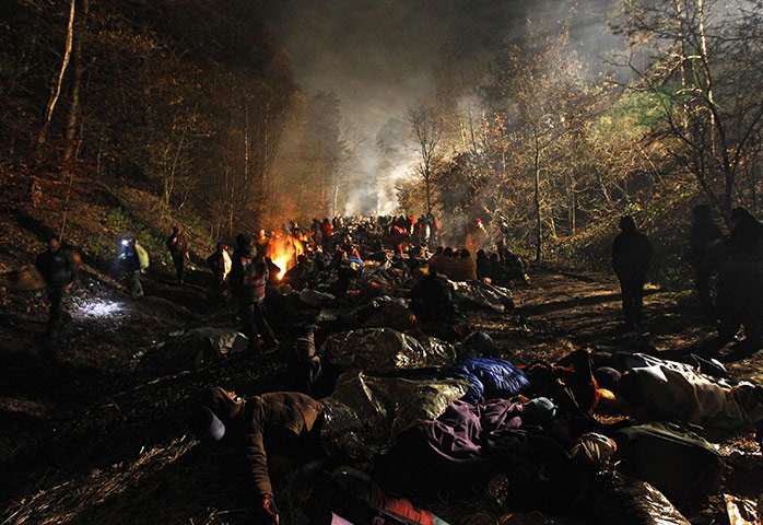 Anti-nuclear protests: Hundreds of anti-nuclear activists sit on the railway tracks in Harlingen